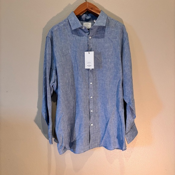 NWT Baird McNutt x Murano Big & Tall Long Sleeve Solid Linen Woven Shirt, 2XB - Picture 2 of 12
